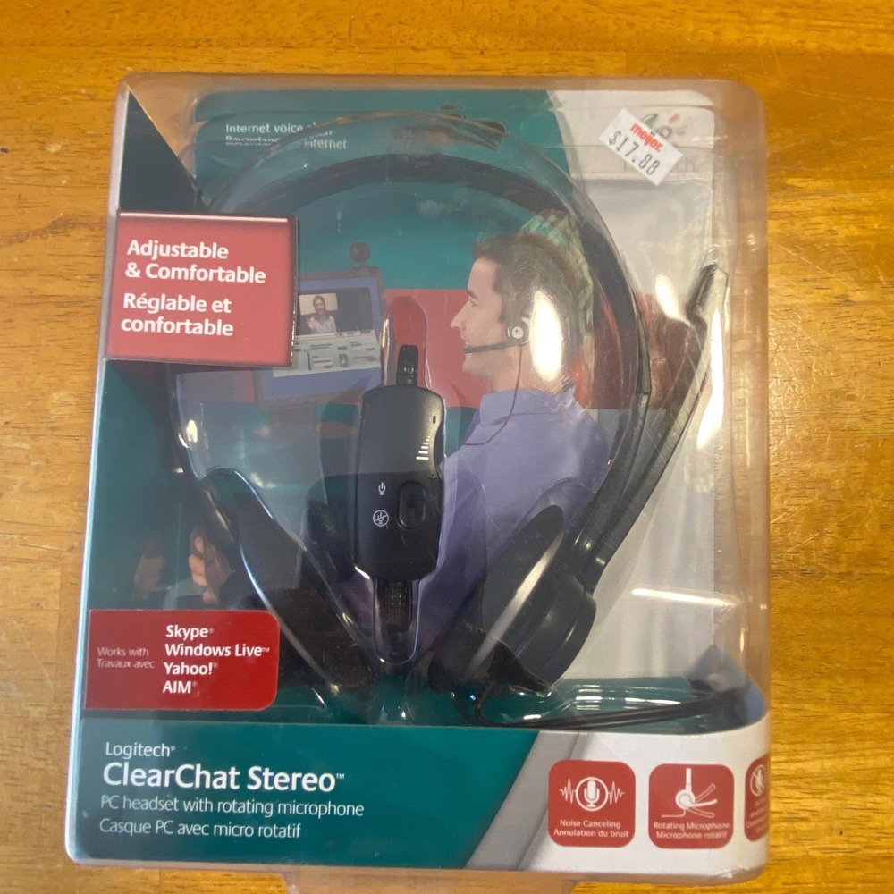Logitech ClearChat Stereo PC Headset Black New Wired Rotating Microphone
